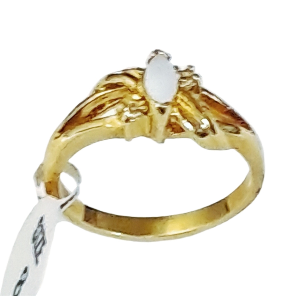 Gold Plated Ring with White Marquise-Shaped Stone | Size 8 | NWOT